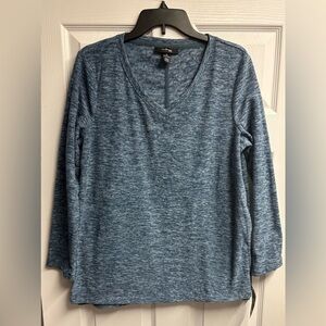NWY Style & Co. Heathered Blue Fleece Pullover Size Petite Large